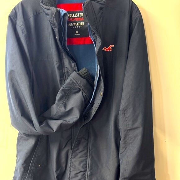 Hollister blue zipper coat size xl great condition - Picture 1 of 4